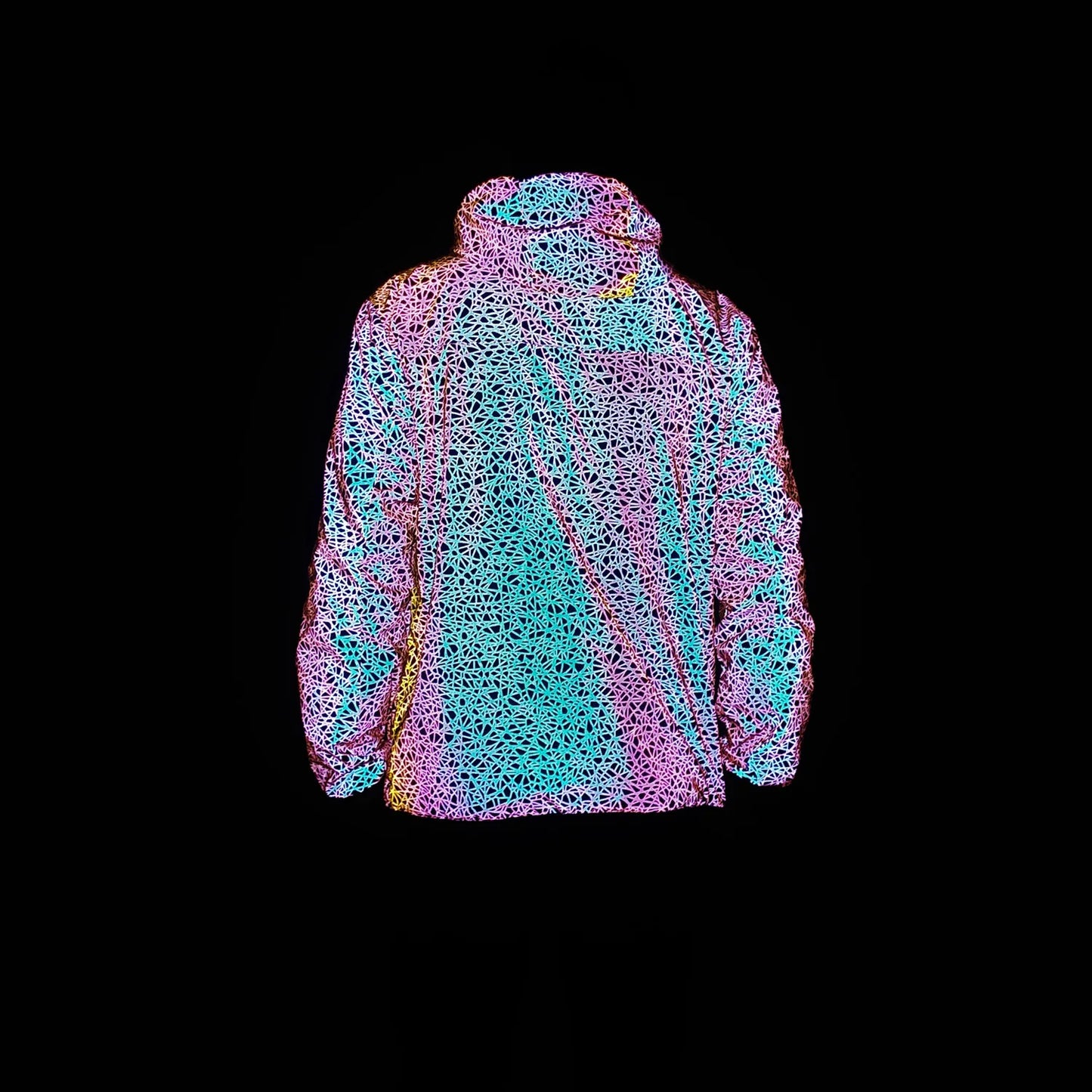 Autumn Winter Colorful Reflective Hooded Jacket Mens Harajuku Hip Hop Night Club Reflect Light Shiny Coats Windbreaker - Novo Fusion