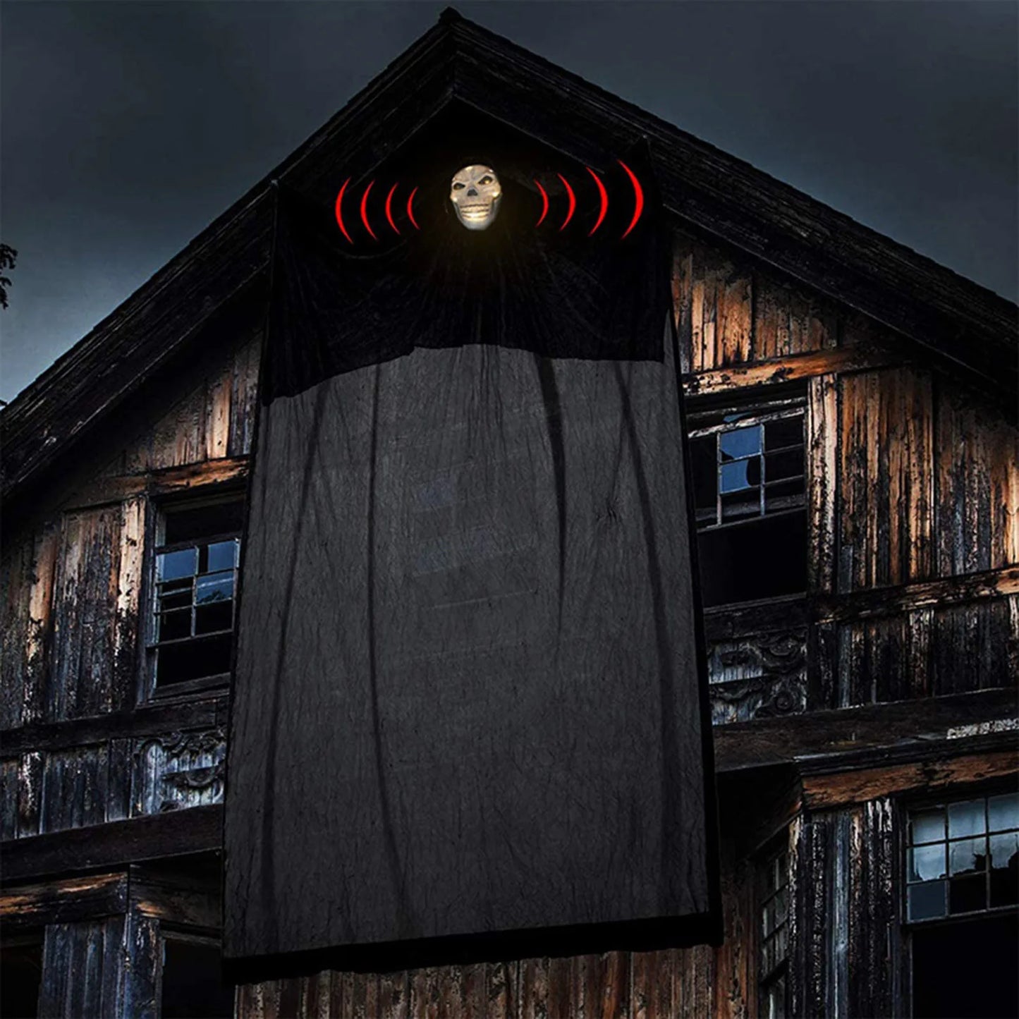 Halloween Hanging Decoration Scary Horror Atmosphere Motion Sound Activated Luminous Mask Haunted House Yard House Flying Props