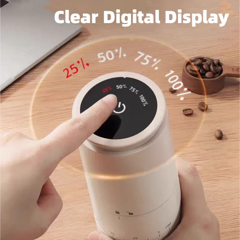 New 1500mAh Electric Coffee Grinder Externally Adjustable Type-C Charging Coffee Burr Grinder Bean Grinding Machine Coffee Maker - Novo Fusion