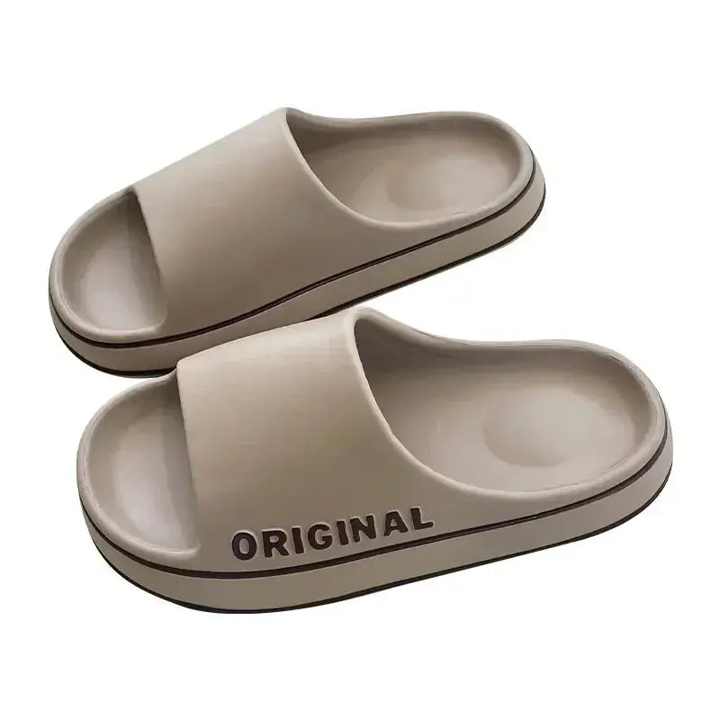 Feslishoet Women Letter Slippers Beach Slides Solid Color Mens/ Thick Sole Indoor Bathroom Anti Slip Shoes Summer Couple Sandals - Novo Fusion