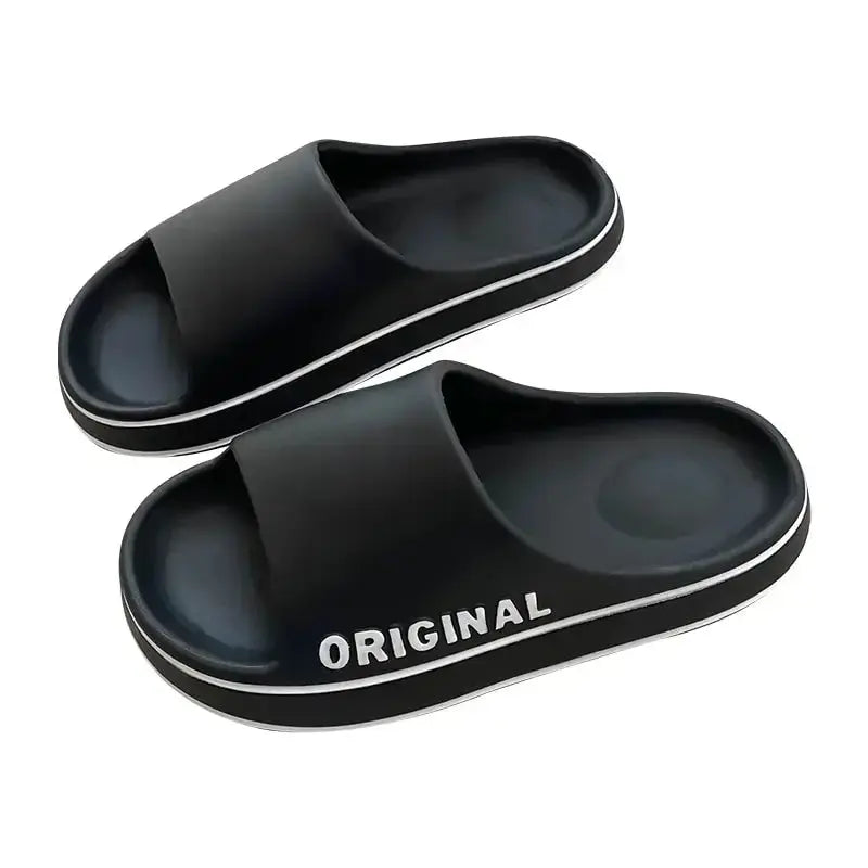 Feslishoet Women Letter Slippers Beach Slides Solid Color Mens/ Thick Sole Indoor Bathroom Anti Slip Shoes Summer Couple Sandals - Novo Fusion