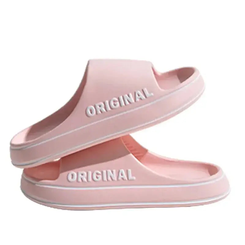 Feslishoet Women Letter Slippers Beach Slides Solid Color Mens/ Thick Sole Indoor Bathroom Anti Slip Shoes Summer Couple Sandals - Novo Fusion