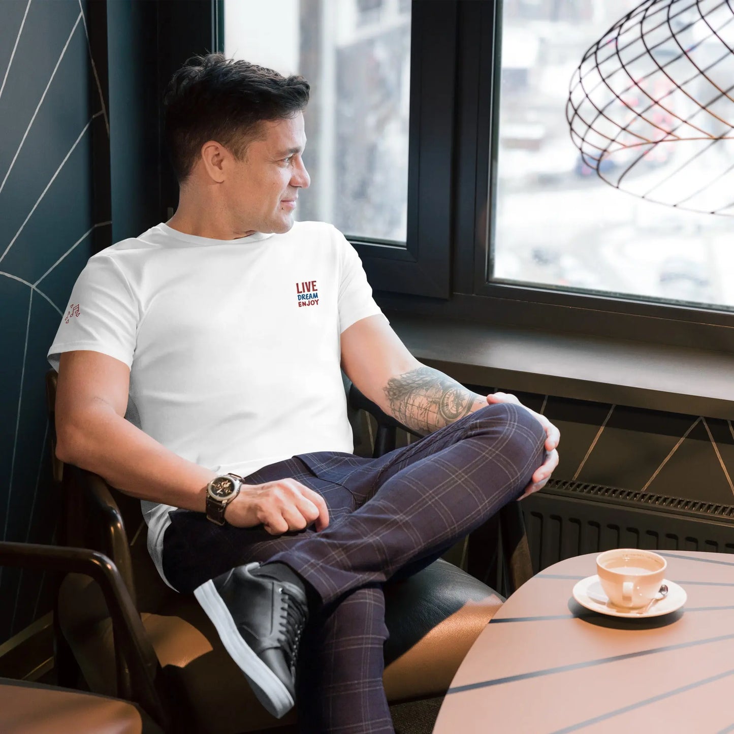 Men's 100% Premium Cotton Luxury Sustainable White T-Shirt Top - Novo Fusion