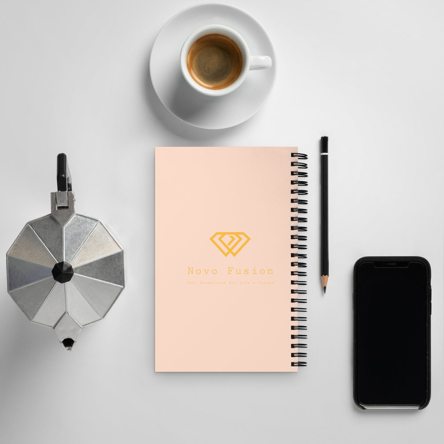 High Quality 140 Dotted Pages Focus Spiral Notebook - Peach - Novo Fusion