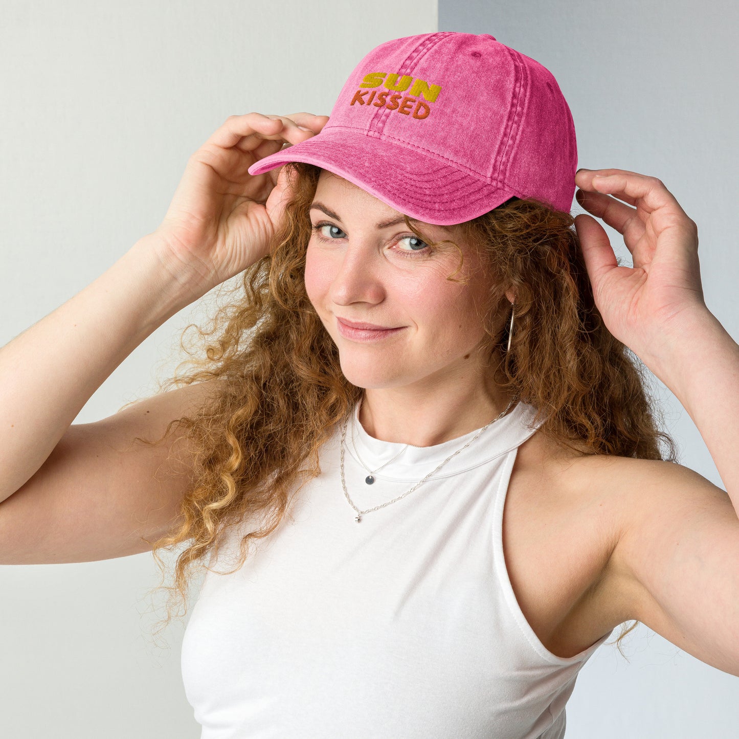 Vintage 100% Cotton Embroidered Twill Cap - Pink Comfortable High-Profile Sustainable Stylish - Novo Fusion