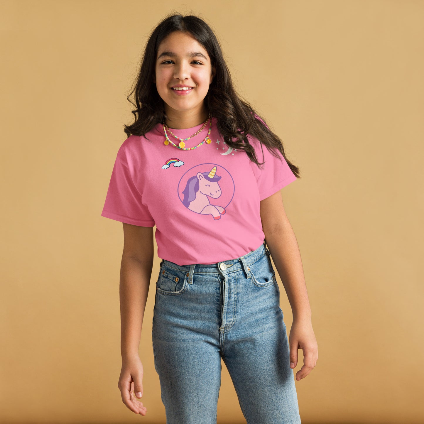 100% Cotton Classic Pink Sustainable Unicorn Top Kids Youth - Novo Fusion