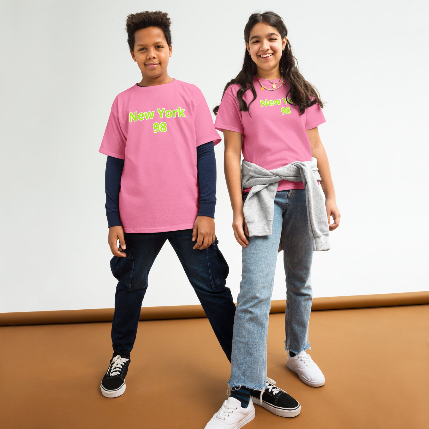 100% Premium Cotton Pink Sustainable Kids Youth New York Top - Novo Fusion