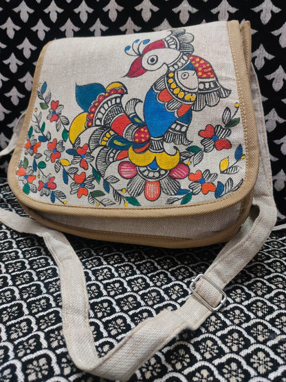 Handmade Mithila Madhubani Sling Bags | Hand painted | Mithila Painting