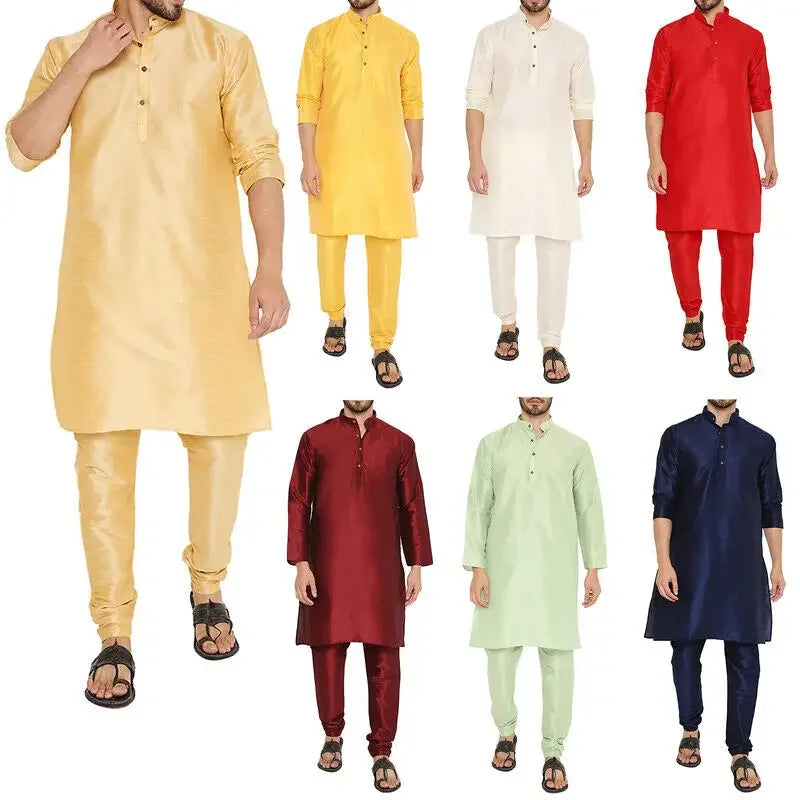 Ethnic Silk Stylish Kurta pajama Set Wedding Party Wear Dress For Mens - Novo Fusion