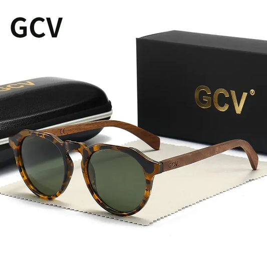 GCV Brand Advanced Walnut Wood Hawksbill Leopard Grain Frames Ultralight Sunglasses Men Women Female Polarized  Delicate Fashion - Novo Fusion