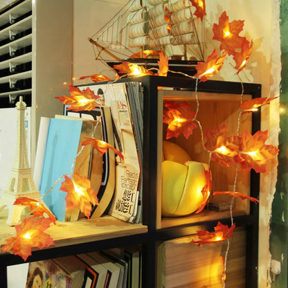 2/3/6M Christmas Decoration Artificial Maple Leaf Leaves LED Light String Lantern Garland Home Party DIY Deco Halloween New Yea - Novo Fusion