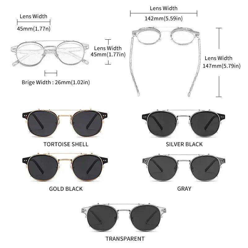 GCV Double Layer Removable Lens Sunglasses The Blu-Ray Glasses Acetate Gothic Retro Steampunk Polarized Men Women Sunglesses - Novo Fusion