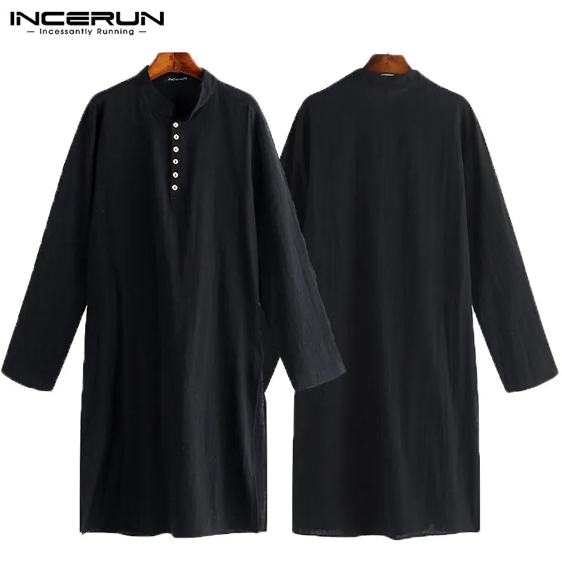 NEW 2023 Men  Shirts Long Sleeve  Dress Islamic Chemise Elegant Kaftan Robe Pakistani Man Indian Clothes Muslim Aaudi Novo Fusion - Chic Essentials for Life's Canvas