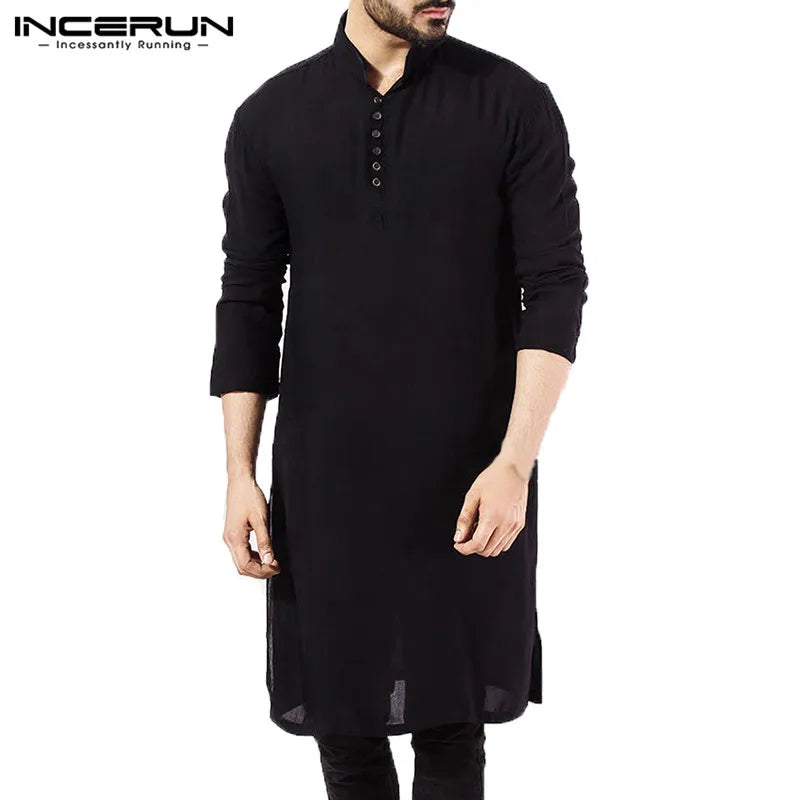 NEW 2023 Men  Shirts Long Sleeve  Dress Islamic Chemise Elegant Kaftan Robe Pakistani Man Indian Clothes Muslim Aaudi Novo Fusion - Chic Essentials for Life's Canvas