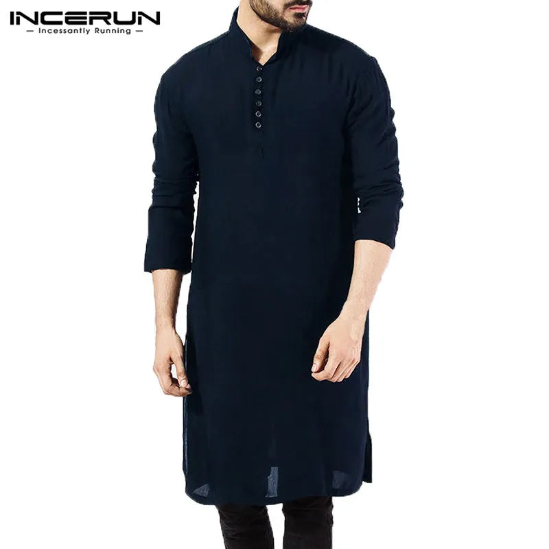 NEW 2023 Men  Shirts Long Sleeve  Dress Islamic Chemise Elegant Kaftan Robe Pakistani Man Indian Clothes Muslim Aaudi Novo Fusion - Chic Essentials for Life's Canvas