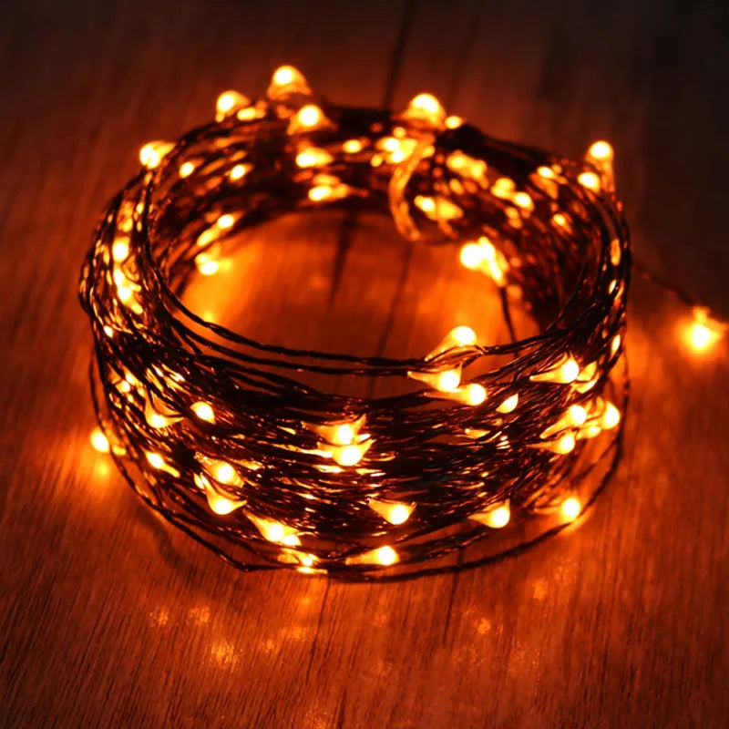10M 100 LED Lights Decoration Halloween Black Wire Orange Purple Color Halloween Decoration Fairy Lights for Home Decor - Novo Fusion