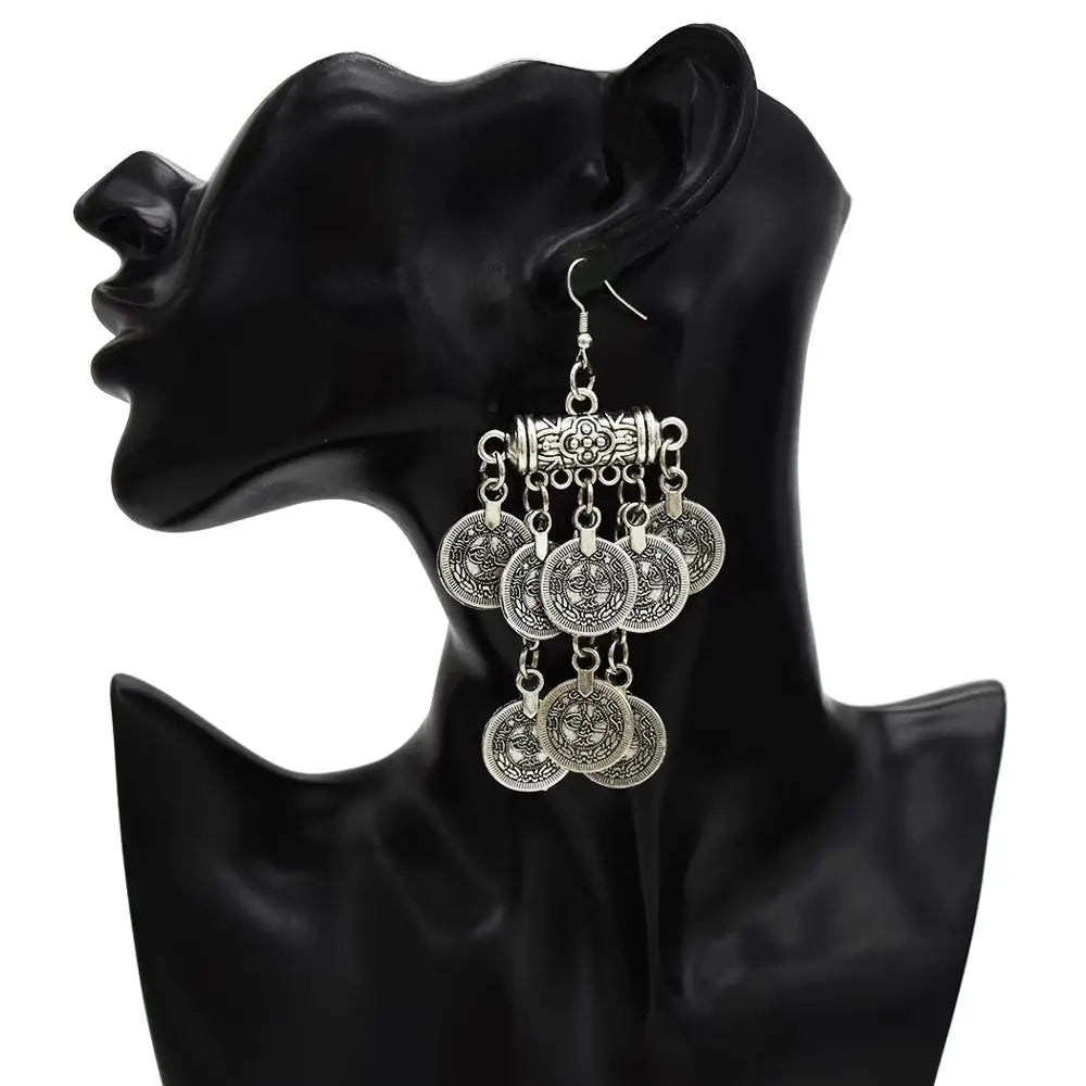 Color Crystal Coin Tassel Choker Necklace Earrings For Women Turkish Afghan Dress Indian Clothes Traditional Ethnic Jewelry Set Novo Fusion - Chic Essentials for Life's Canvas