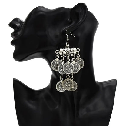 Color Crystal Coin Tassel Choker Necklace Earrings For Women Turkish Afghan Dress Indian Clothes Traditional Ethnic Jewelry Set Novo Fusion - Chic Essentials for Life's Canvas