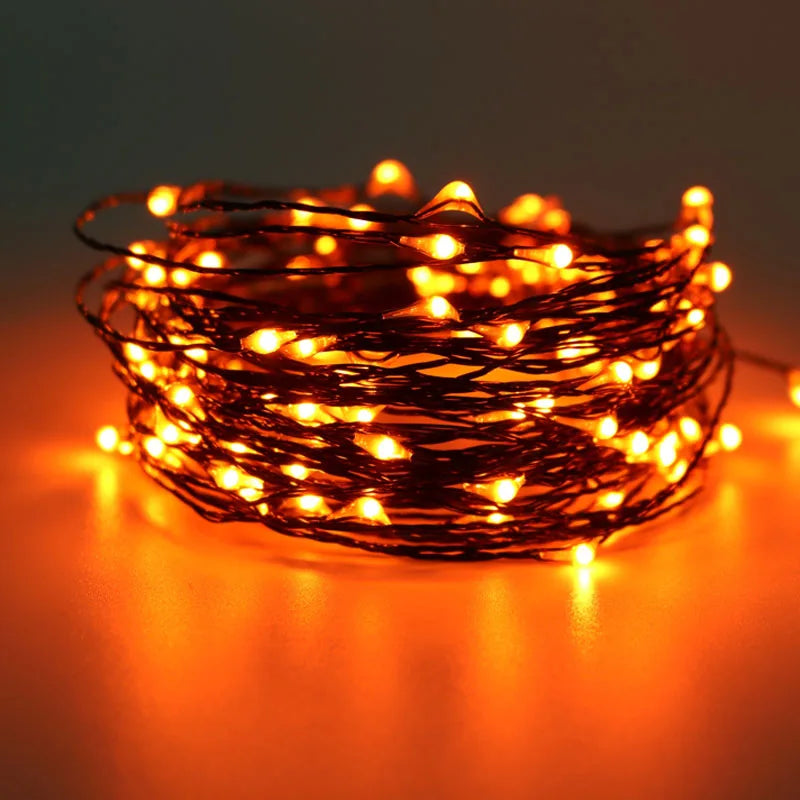 10M 100 LED Lights Decoration Halloween Black Wire Orange Purple Color Halloween Decoration Fairy Lights for Home Decor - Novo Fusion