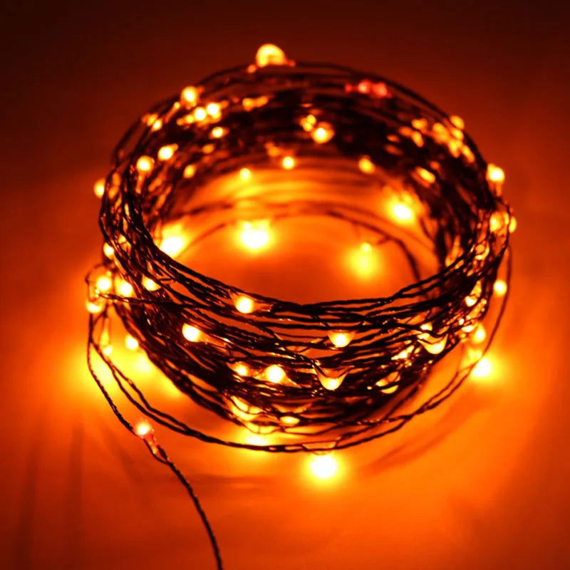 10M 100 LED Lights Decoration Halloween Black Wire Orange Purple Color Halloween Decoration Fairy Lights for Home Decor - Novo Fusion