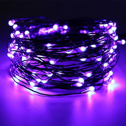 10M 100 LED Lights Decoration Halloween Black Wire Orange Purple Color Halloween Decoration Fairy Lights for Home Decor - Novo Fusion