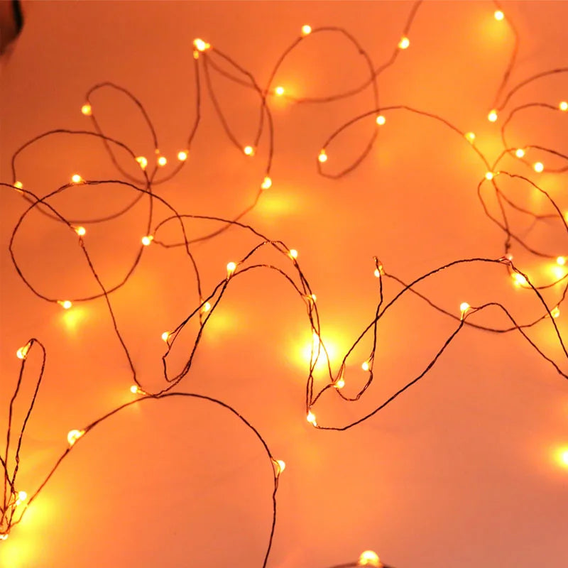 10M 100 LED Lights Decoration Halloween Black Wire Orange Purple Color Halloween Decoration Fairy Lights for Home Decor - Novo Fusion