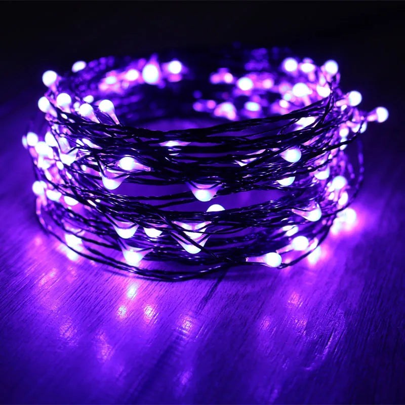 10M 100 LED Lights Decoration Halloween Black Wire Orange Purple Color Halloween Decoration Fairy Lights for Home Decor - Novo Fusion
