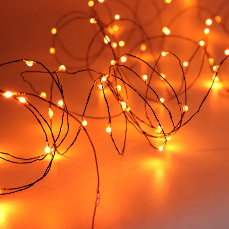 10M 100 LED Lights Decoration Halloween Black Wire Orange Purple Color Halloween Decoration Fairy Lights for Home Decor - Novo Fusion