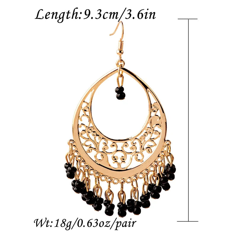 Classic Gold Color Water Drop Carved Flower Dangle Earrings For Women Indian Jewelry Retro Tassel Earrings Jhumka Earrings 2022 Novo Fusion - Chic Essentials for Life's Canvas