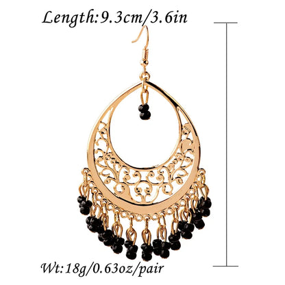 Classic Gold Color Water Drop Carved Flower Dangle Earrings For Women Indian Jewelry Retro Tassel Earrings Jhumka Earrings 2022 Novo Fusion - Chic Essentials for Life's Canvas