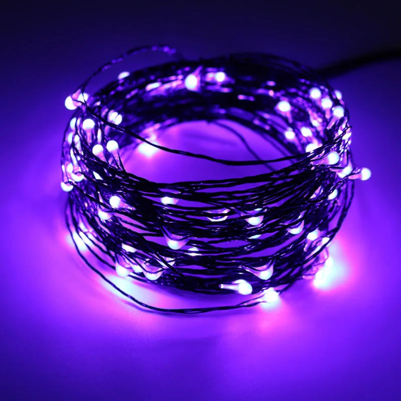 10M 100 LED Lights Decoration Halloween Black Wire Orange Purple Color Halloween Decoration Fairy Lights for Home Decor - Novo Fusion