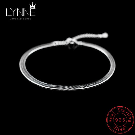 New Arrival Anklet 925 Sterling Ladies Silver Anklets Bracelet Flat Snake Chain For Women Foot Jewelry Barefoot Sandals Anklets - Novo Fusion