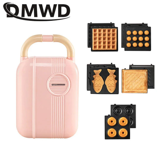 DMWD Multi-Function Breakfast Maker Electric Sandwich Machine  Waffle Donuts  Octopus Balls Taiyaki Light Food Machine 5 Plates - Novo Fusion