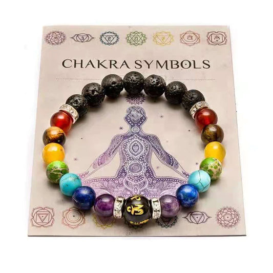7 Chakra Bracelet with Meaning Cardfor Men Women Natural Crystal Healing Anxiety Jewellery Mandala Yoga Meditation Bracelet Gift - Novo Fusion