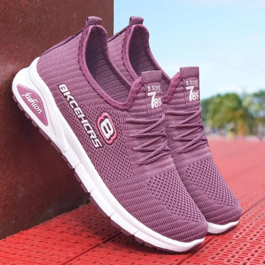 Women Casual Shoes Fashion Breathable Walking Mesh Flat Shoes Sneakers Women 2024 Gym Vulcanized Shoes Purple Female Footwear - Novo Fusion