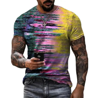 Casual Fashion 3D Printed Summer Short-sleeved Irregular Graffiti Men's T-shirts Round Neck Loose Tops Tees Men Clothing 5XL - Novo Fusion