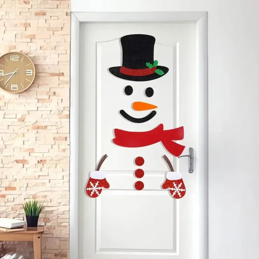 Christmas Door Window Stickers Felt Cloth Snowman Santa Claus Elk Wall Sticker Christmas Home Decoration Happy New Year 2024 - Novo Fusion