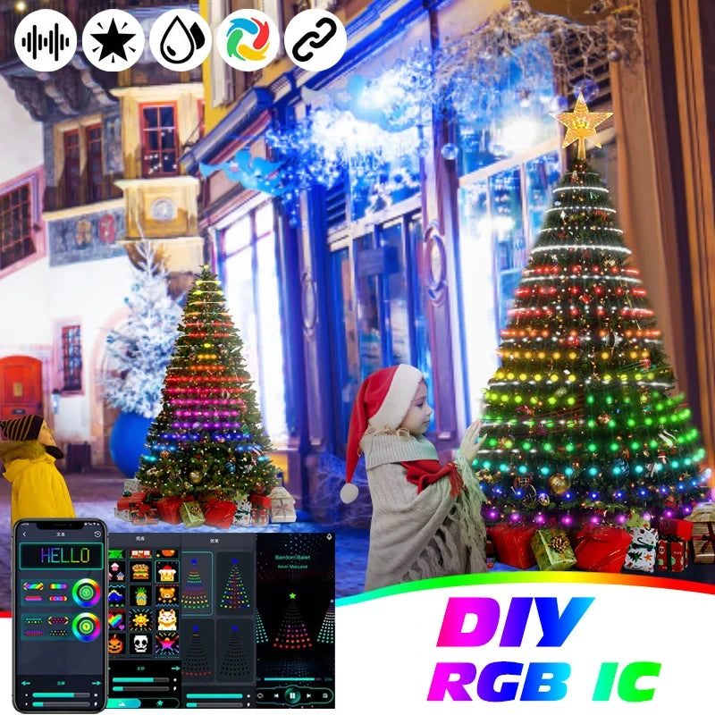 Christmas Tree Lights Application DIY Lmage LED RGB IC String Light Bluetooth Control LED Christmas Decorations 2024 - Novo Fusion