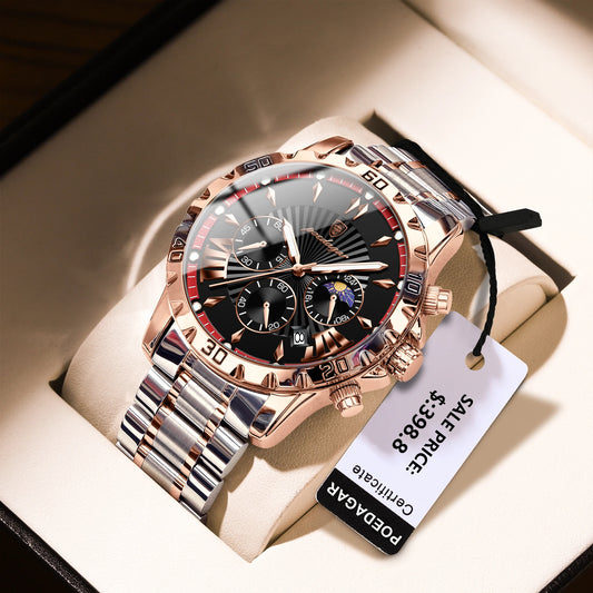 POEDAGAR Luxury High Quality Watch for Man Waterproof Luminous Chronograph Date Men Watch Stainless Steel Quartz Men's Watches - Novo Fusion