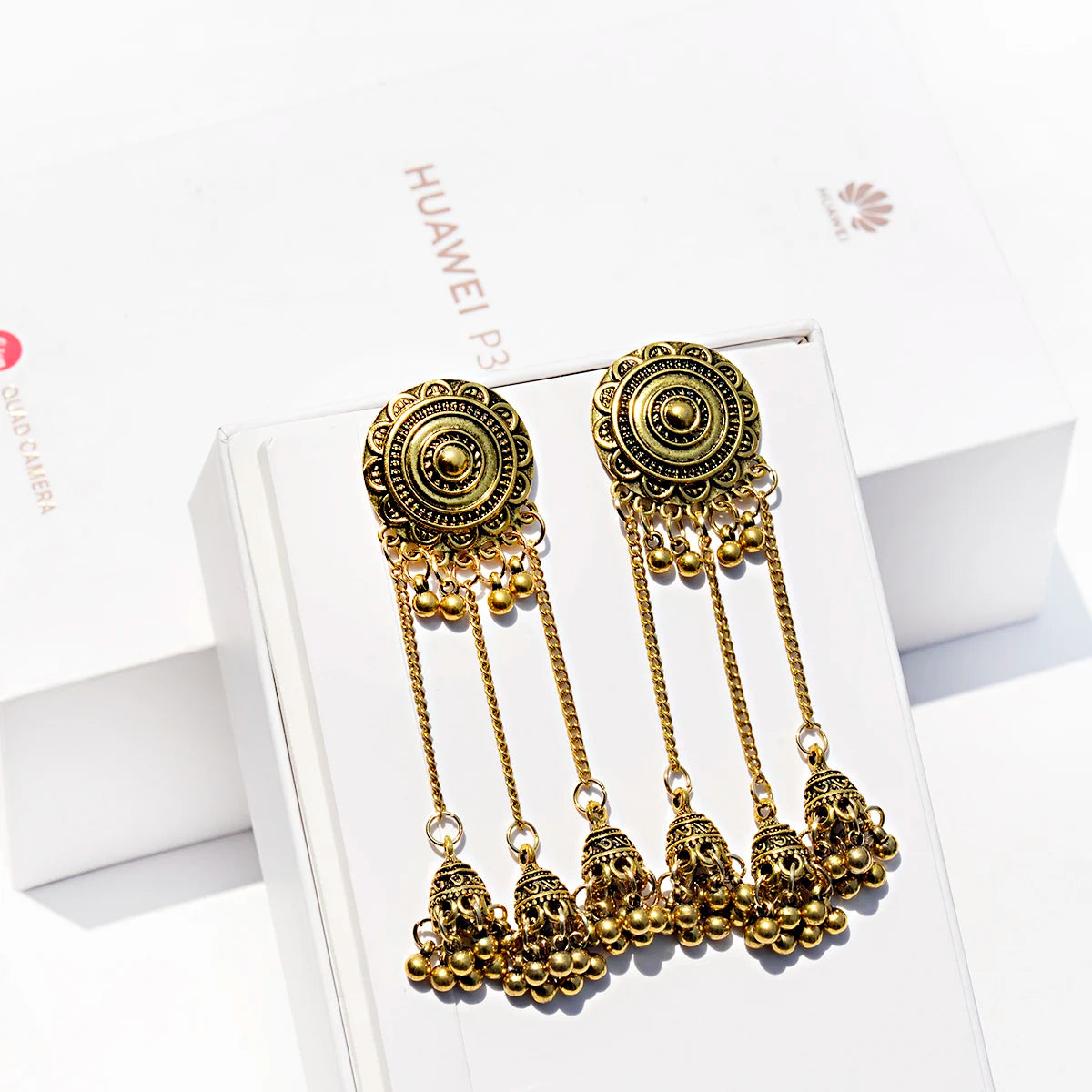 2023 New Indian Jhumka Earrings Retro Jewelry For Women Boho Ethnic Vintage Golden Long Tassel Drop Round Beaded Earrins Jewelry Novo Fusion - Chic Essentials for Life's Canvas