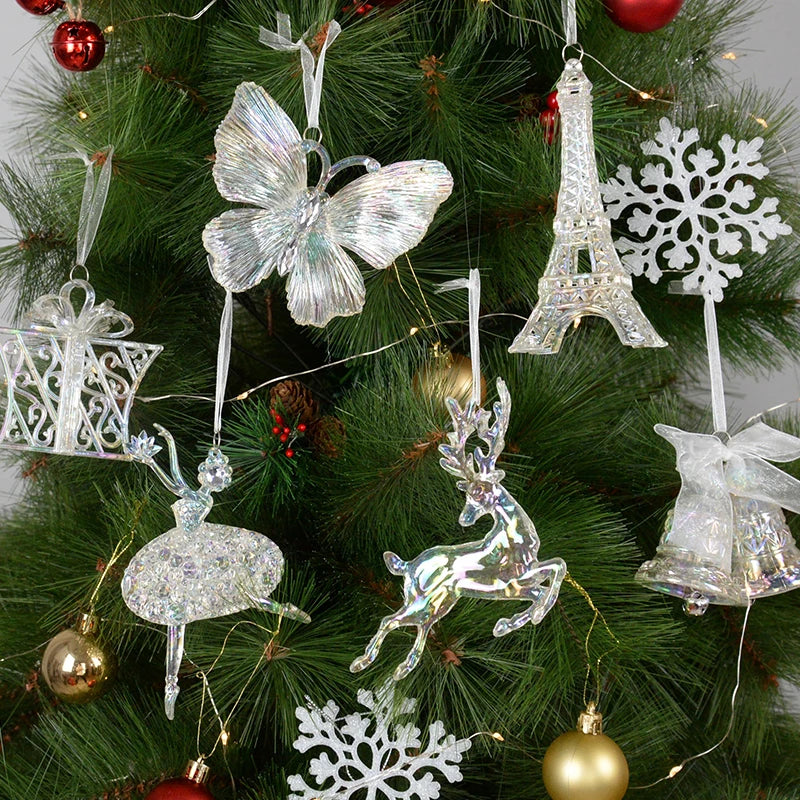 Acrylic Christmas Tree Hanging Ornaments Elk Angel Doll Bell Pendant 2023 Merry Christmas Decoration for Home Xmas New Year 2024 - Novo Fusion