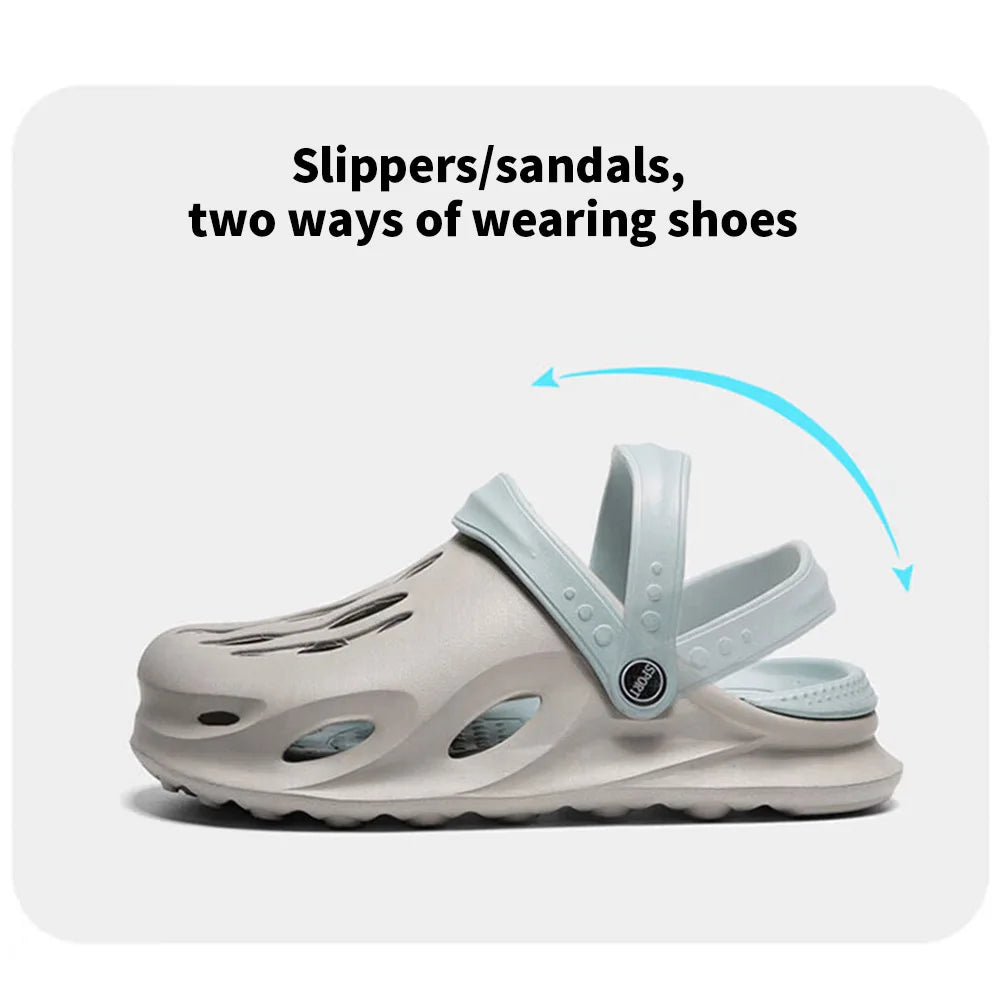 Summer Men's Sandals Clogs Thick Sole Slipper Waterproof Anti-Slip Sandals Flip Flops Non-slip Soft EVA Hole Shoes - Novo Fusion