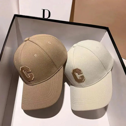Hats for Men 2023 New C Letter Embroidered Baseball Cap Kpop Fashion Couple Snapback Cap Men and Women Sun Hats Chapeau Homme - Novo Fusion
