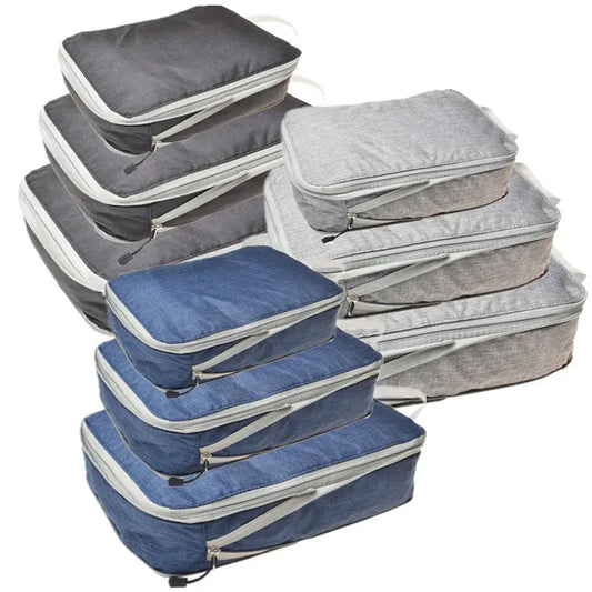 Set/3 pieces Compressible Packing Travel Storage Bag Cubes Waterproof Suitcase Nylon Portable With Handbag Luggage Organizer - Novo Fusion