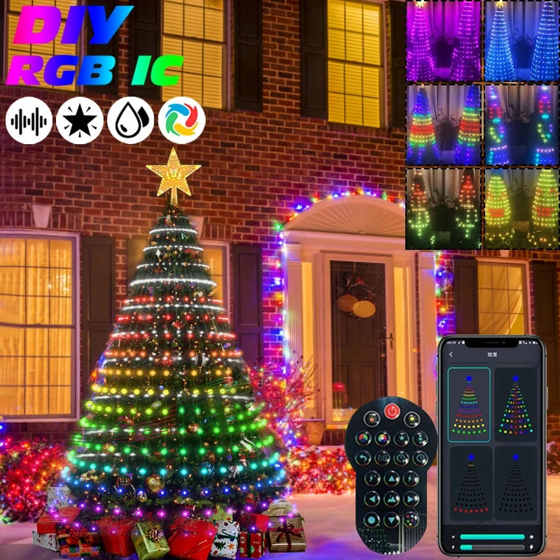 Christmas Tree Lights Application DIY Lmage LED RGB IC String Light Bluetooth Control LED Christmas Decorations 2024 - Novo Fusion