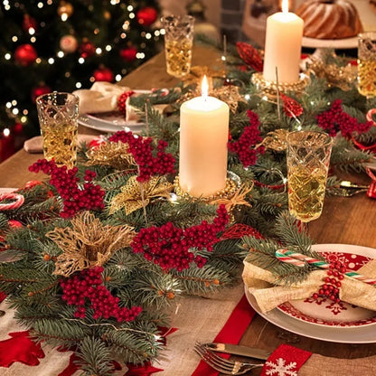 Artificial Red Berry Flowers Bouquet Fake Plant for Home Vase Decor Xmas Tree Ornaments New Year 2024 Party Christmas Decoration - Novo Fusion