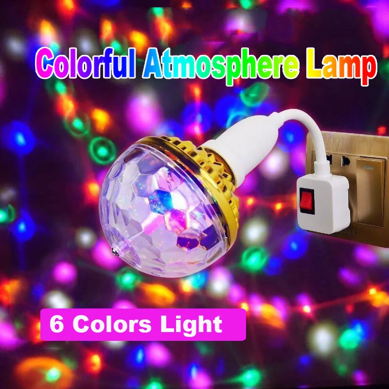 7 Colors LED Holiday Celebration Dance Automatic Rotating Bulb KTV DJ Colorful Magic Ball Lights Party Decoration - Novo Fusion