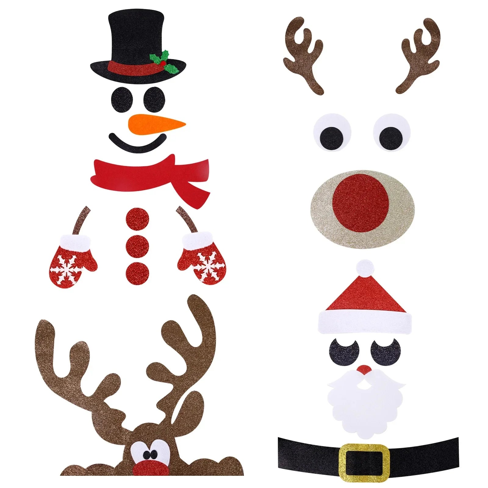 Christmas Door Window Stickers Felt Cloth Snowman Santa Claus Elk Wall Sticker Christmas Home Decoration Happy New Year 2024 - Novo Fusion