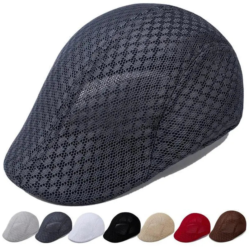 Breathable Mesh Hollow Berets Hat For Men Convenient Spring Summer Beret Quick-drying  Cap Retro Sun Hats Painter Caps - Novo Fusion