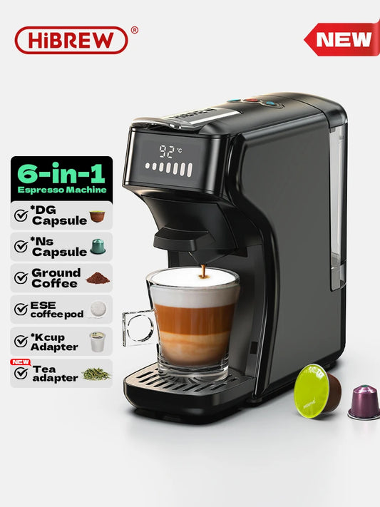HiBREW 6in1 Capsule Coffee Machine Hot/Cold Multiple Espresso Cafetera Cappuccino Coffee Maker Dolce Gusto Nespresso Powder H1B - Novo Fusion